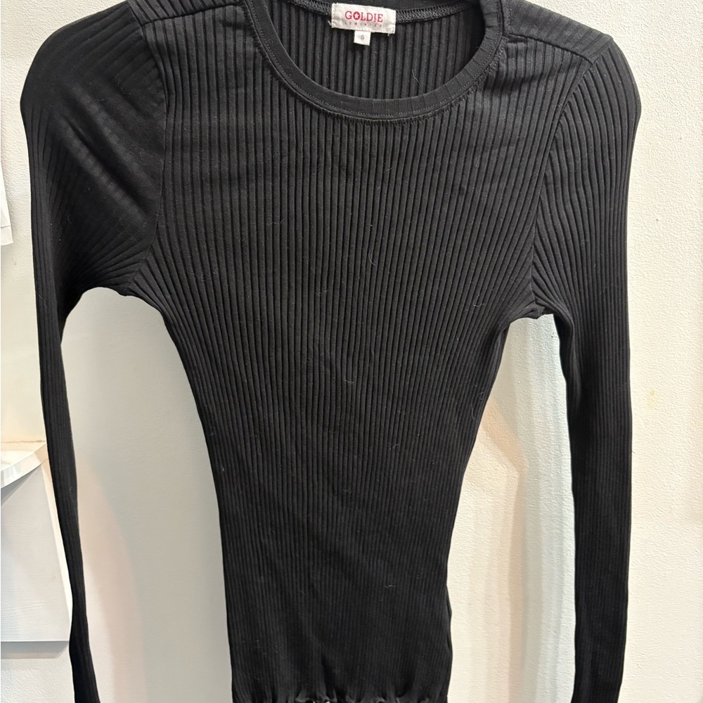 Goldie Gray Fitted Long Sleeve Crew Neck